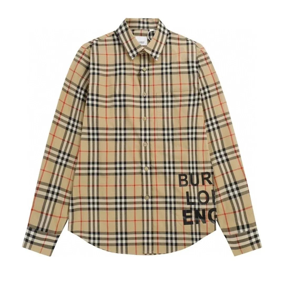 Burberry Check Shirt with Logo Print