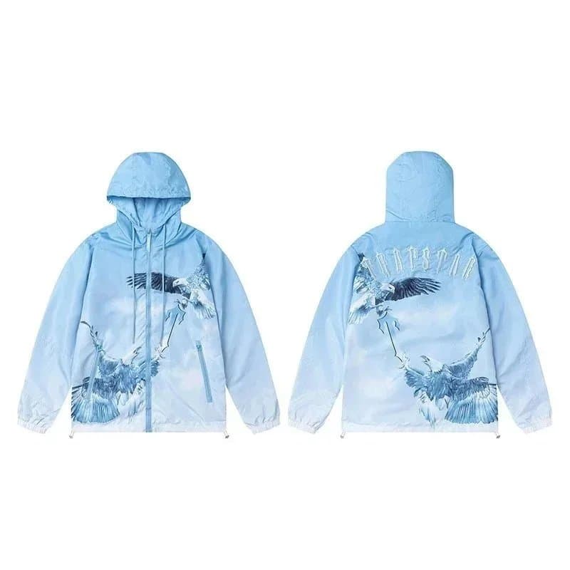TRAPSTAR Eagle Print Light Blue Windbreaker Jacket