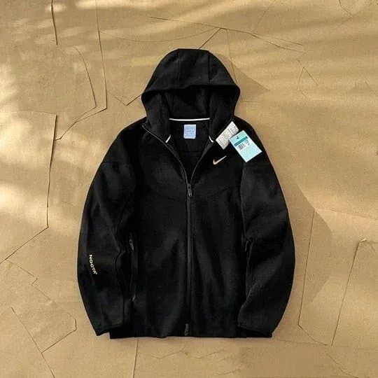 Nike Black Hooded Windbreaker Jacket with Swoosh Logo