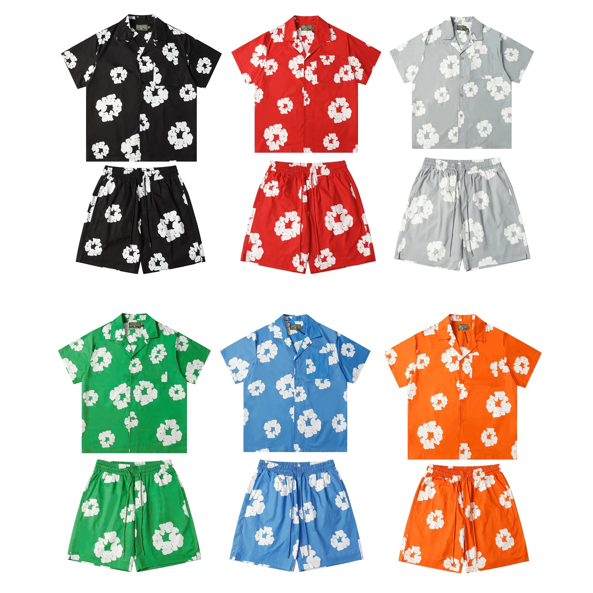 Floral Print Short Sleeve Shirt & Shorts Sets